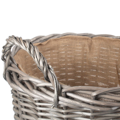 Extra Large Round Lined Wicker Log Basket