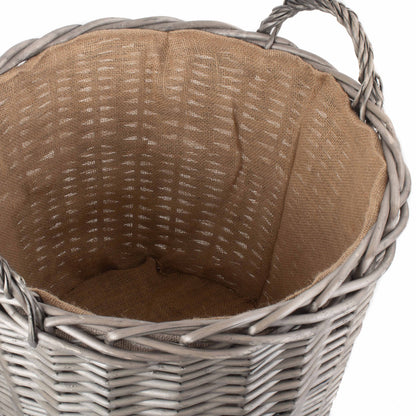 Extra Large Round Lined Wicker Log Basket