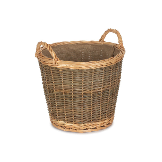 Small Unpeeled Log Basket With Lining
