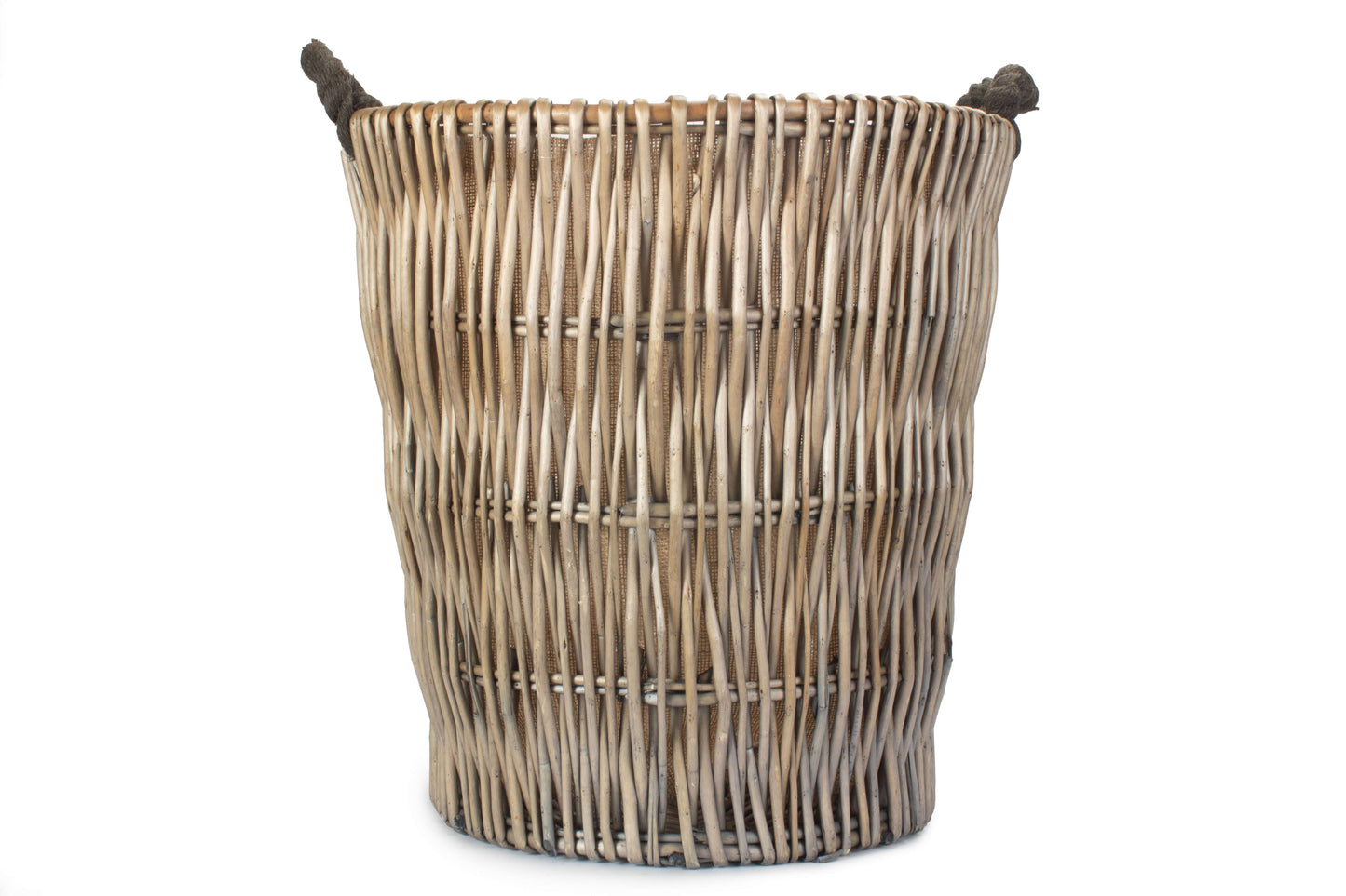 Tall Round Grey Log Basket