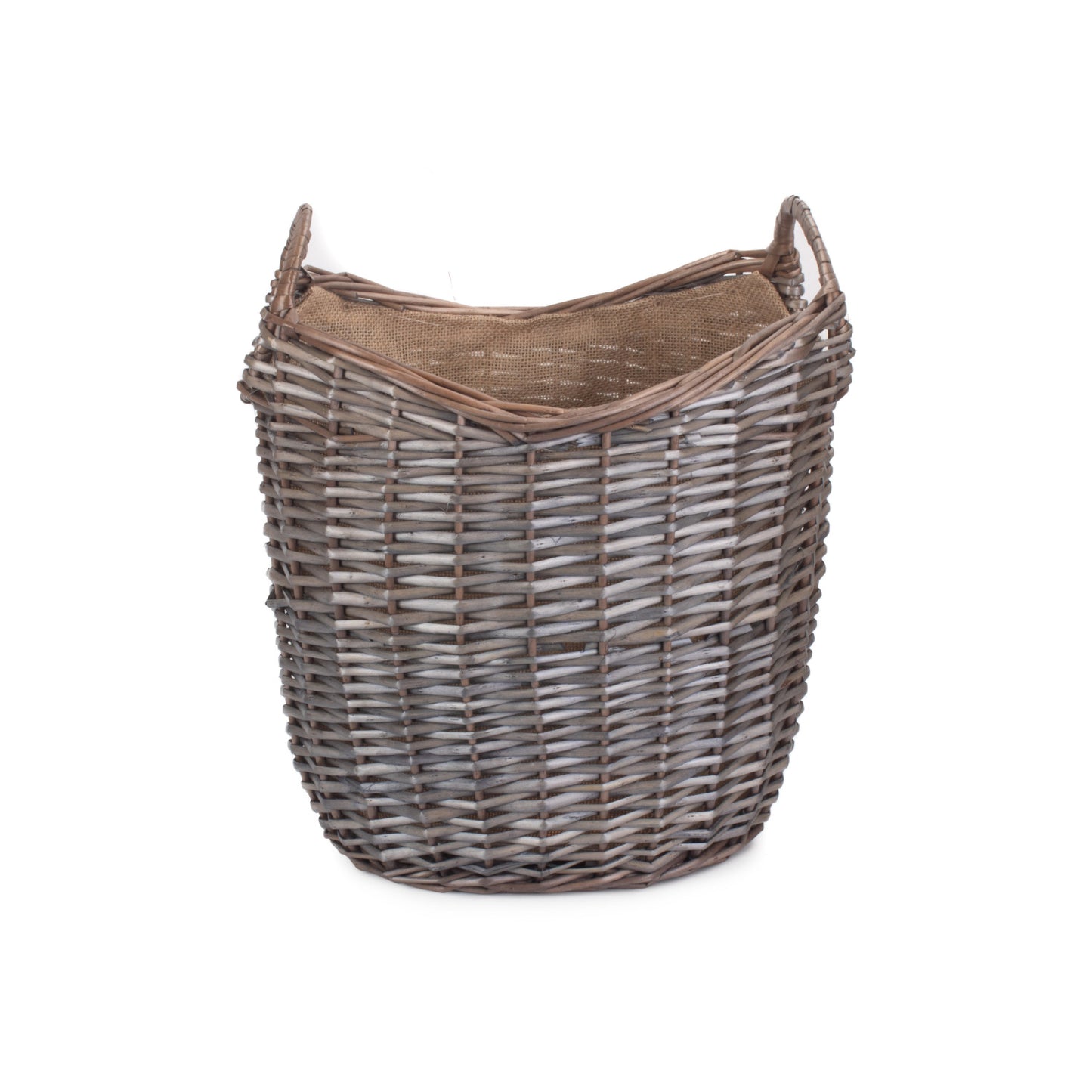 Small Scoop Neck Antique Wash Hessian Lined Basket
