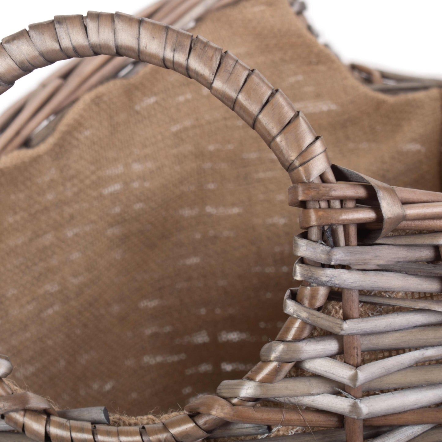 Medium Scoop Neck Antique Wash Hessian Lined Basket