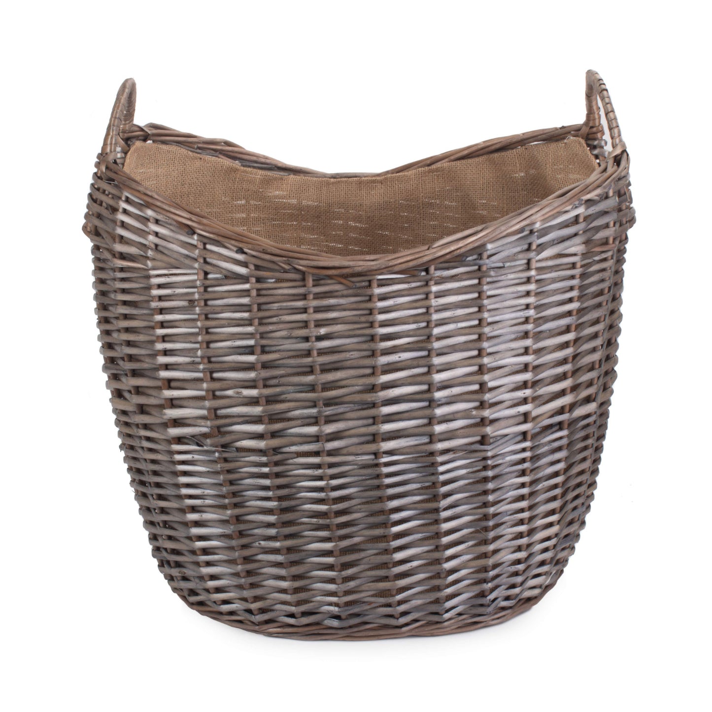 Large Scoop Neck Antique Wash Hessian Lined Basket