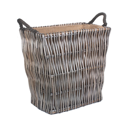 Small Grey Rectangular Log Basket