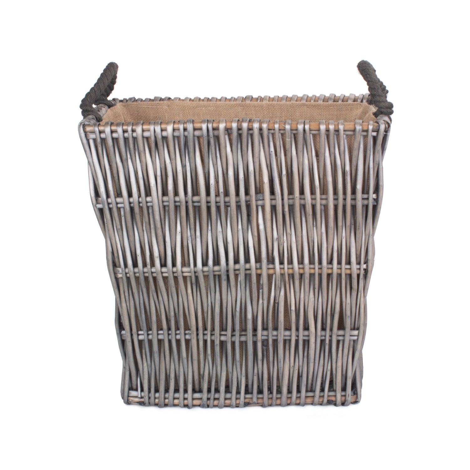Small Grey Rectangular Log Basket