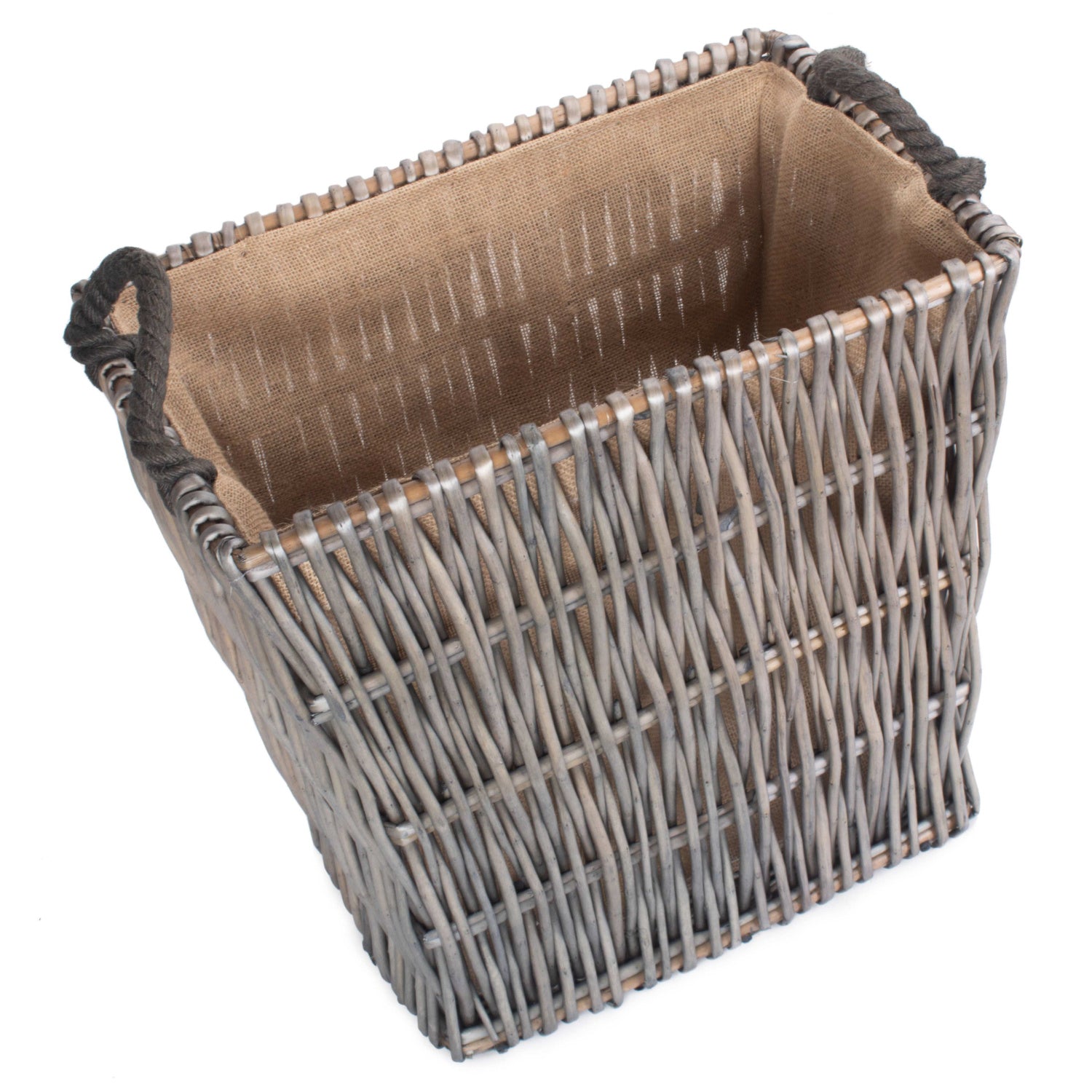 Small Grey Rectangular Log Basket