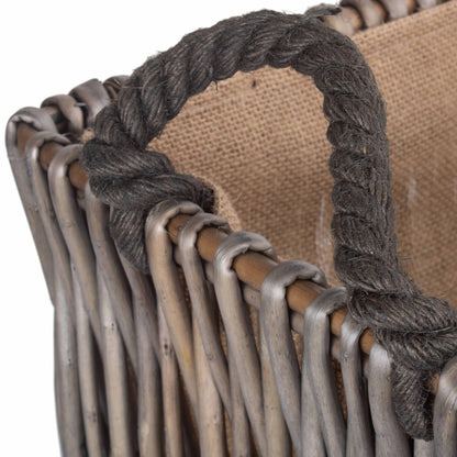 Small Grey Rectangular Log Basket