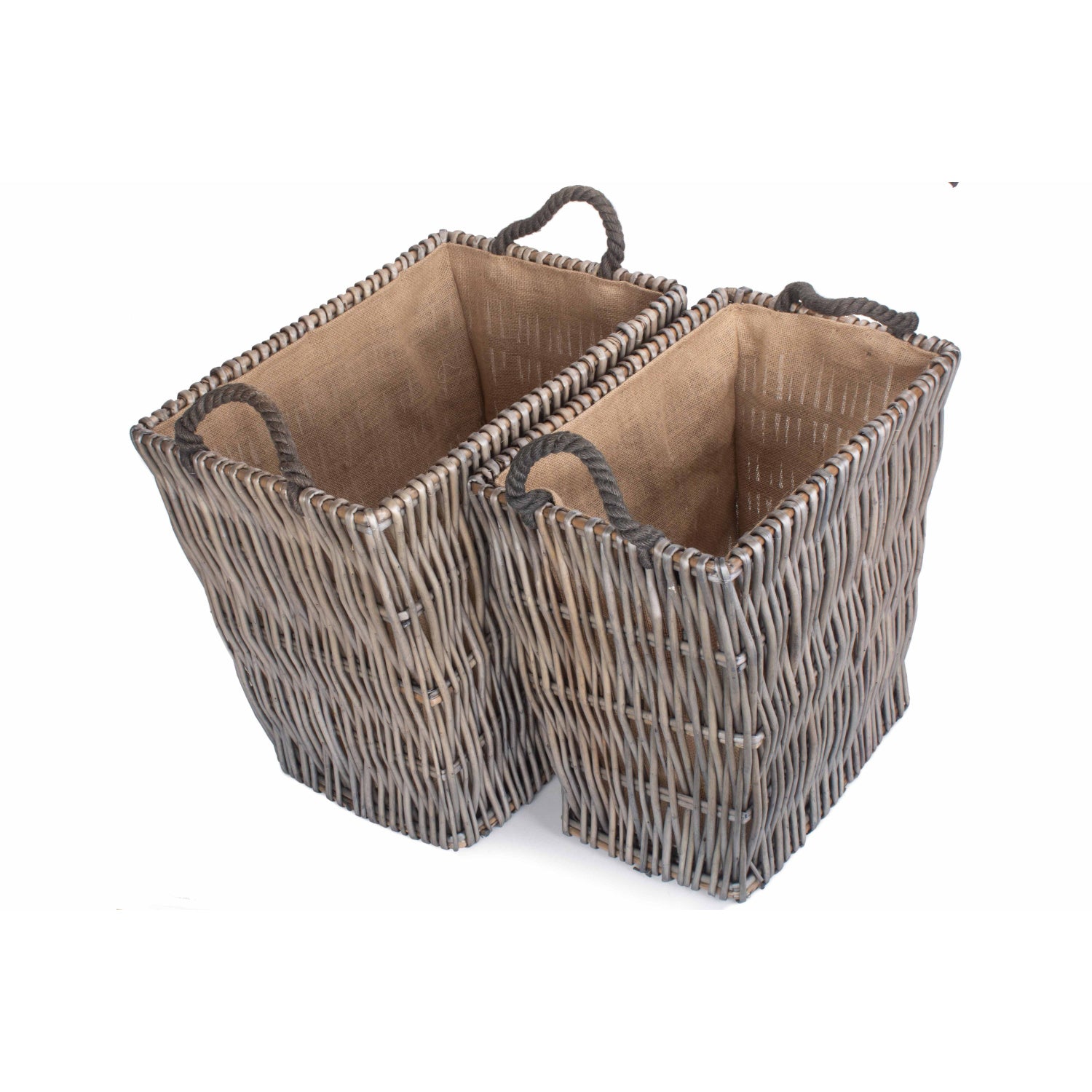 Rectangular Grey Log Basket Set 2