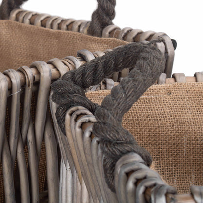 Rectangular Grey Log Basket Set 2