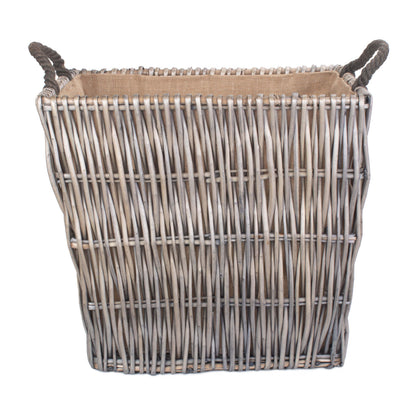 Large Grey Rectangular Log Basket