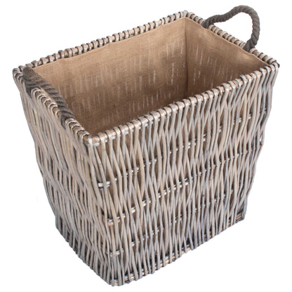 Large Grey Rectangular Log Basket