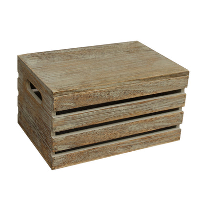 Small Oak Effect Storage Box Crate with Lid