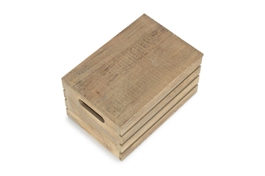 Small Oak Effect Storage Box Crate with Lid