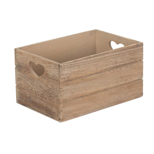 Small Oak Effect Heart Cut-Out Crate
