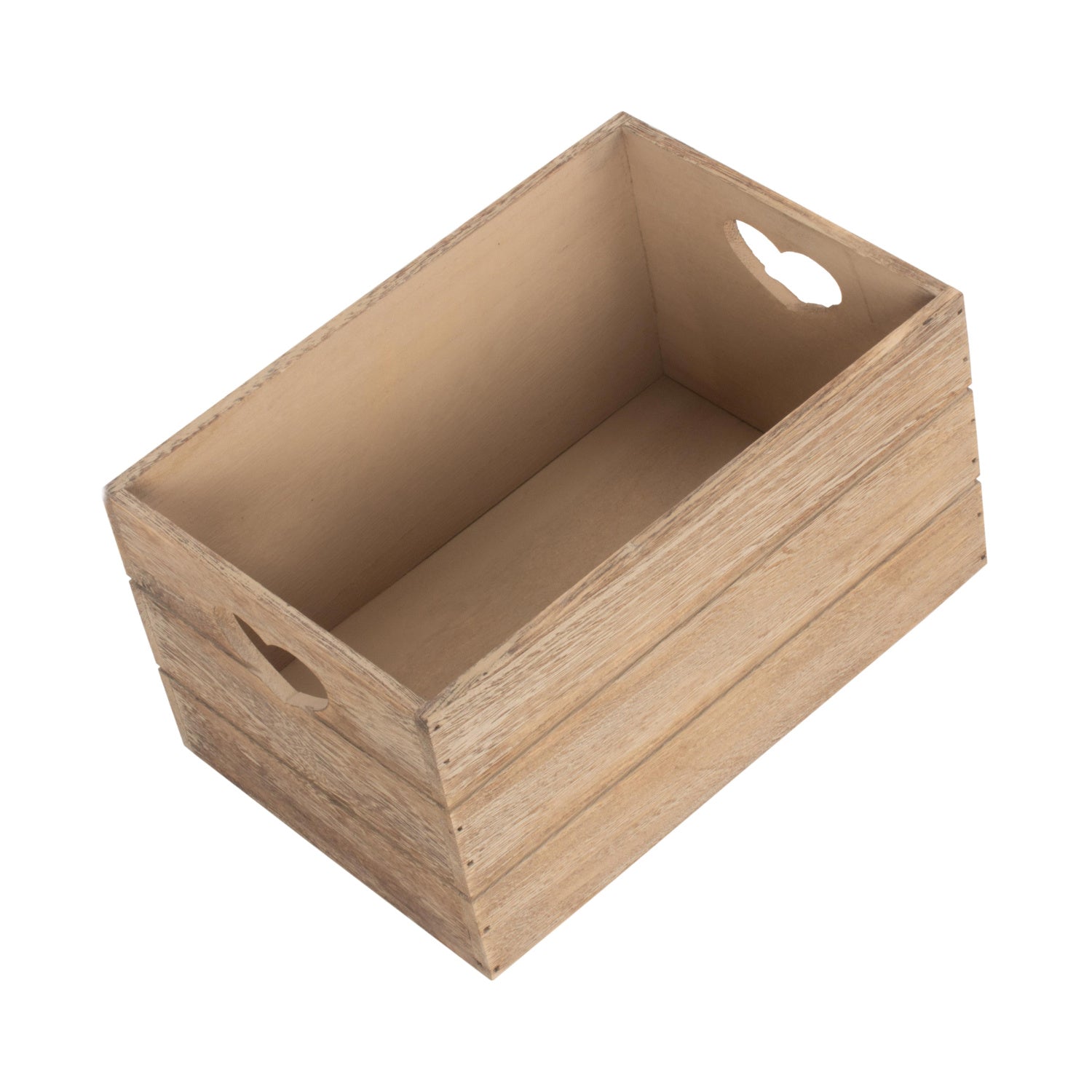 Small Oak Effect Heart Cut-Out Crate