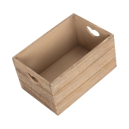 Small Oak Effect Heart Cut-Out Crate