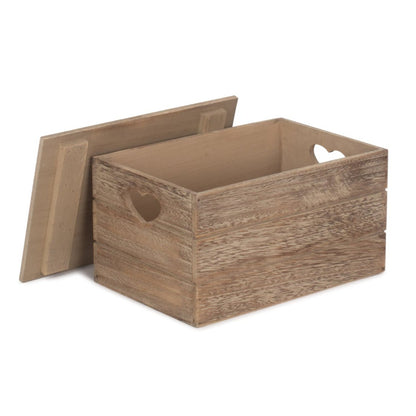 Small Oak Effect Heart Cut-Out Box with Lid