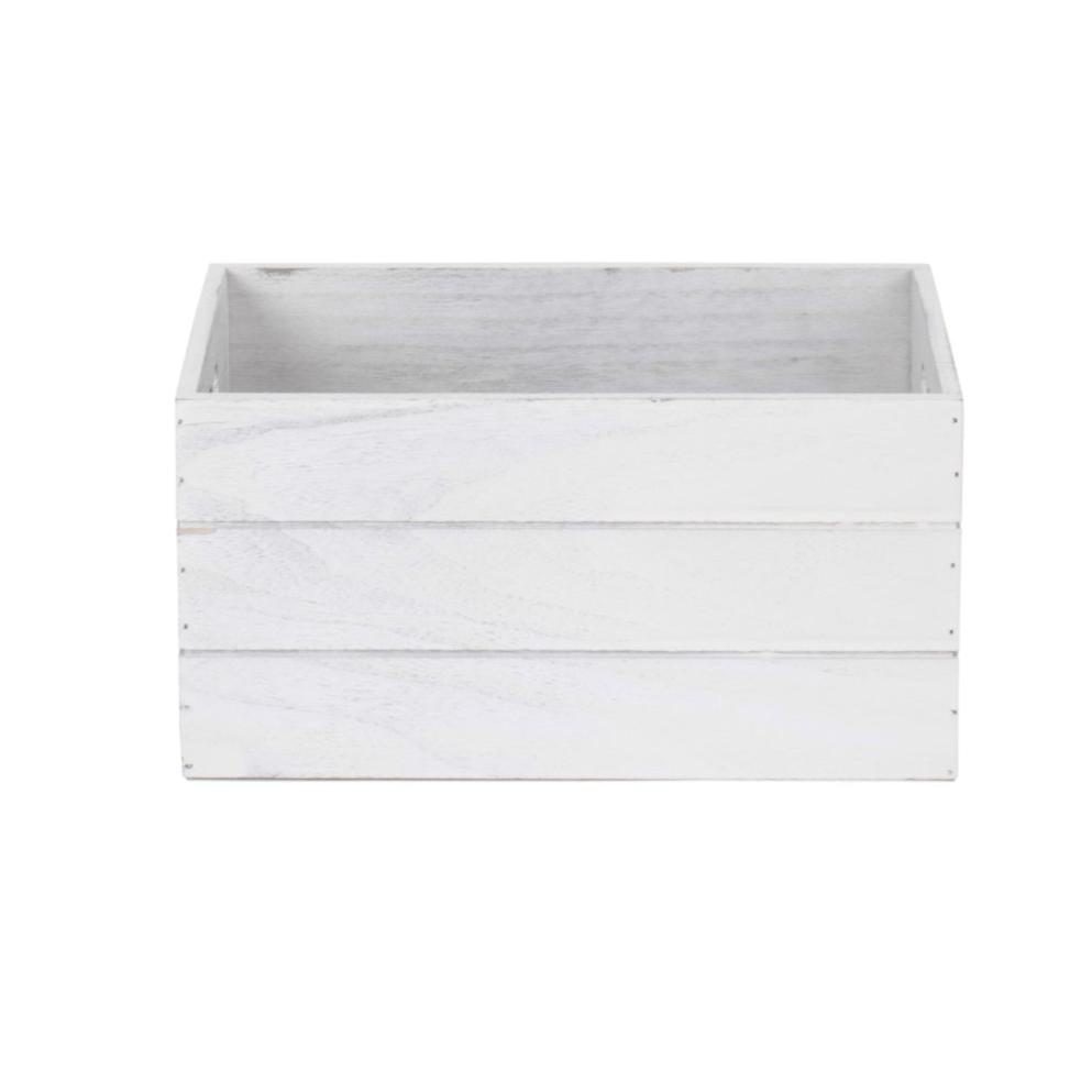 Small Vintage White Wash Heart Cut-Out Crate