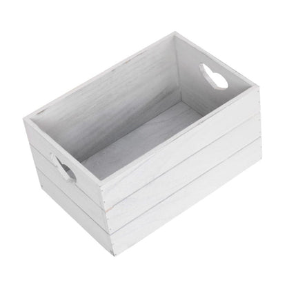Small Vintage White Wash Heart Cut-Out Crate