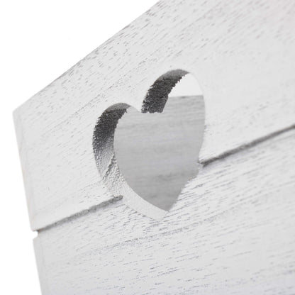 Small Vintage White Wash Heart Cut-Out Crate