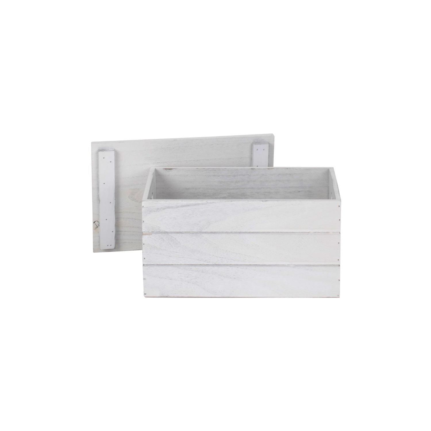 Small Vintage White Wash Heart Cut-Out Box with Lid