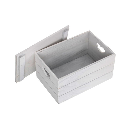 Small Vintage White Wash Heart Cut-Out Box with Lid