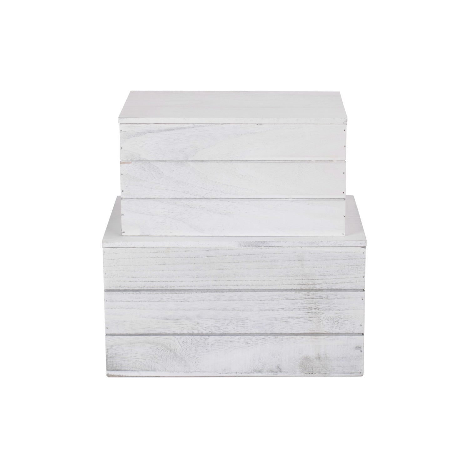 Vintage White Wash Heart Cut-Out Box with Lid Set 2