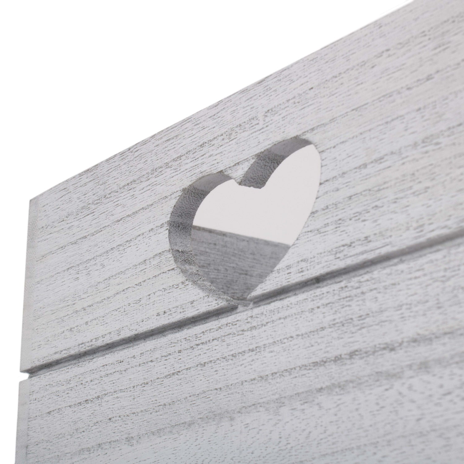 Large Vintage White Wash Heart Cut-Out Crate