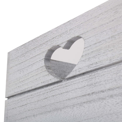 Large Vintage White Wash Heart Cut-Out Crate