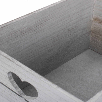 Large Vintage White Wash Heart Cut-Out Crate