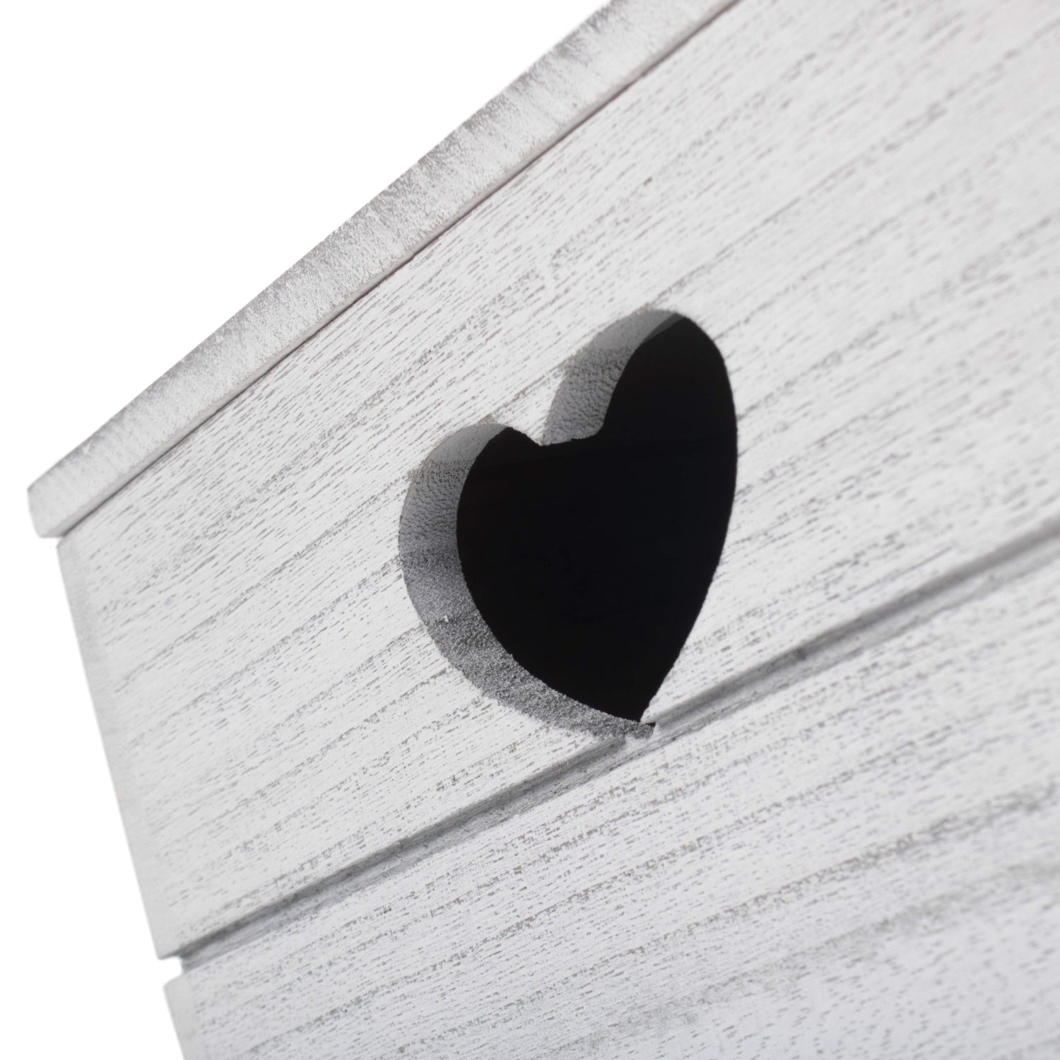 Large Vintage White Wash Heart Cut-Out Box with Lid