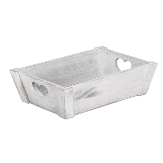 Small Vintage White Wash Heart Cut-Out Tray