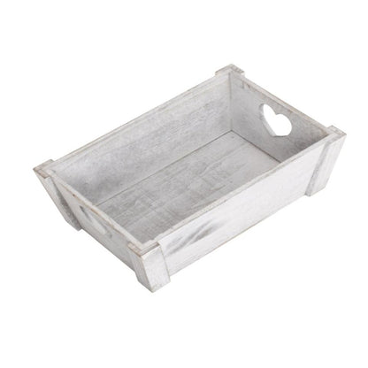 Small Vintage White Wash Heart Cut-Out Tray