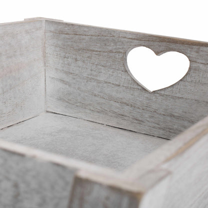 Large Vintage White Wash Heart Cut-Out Tray