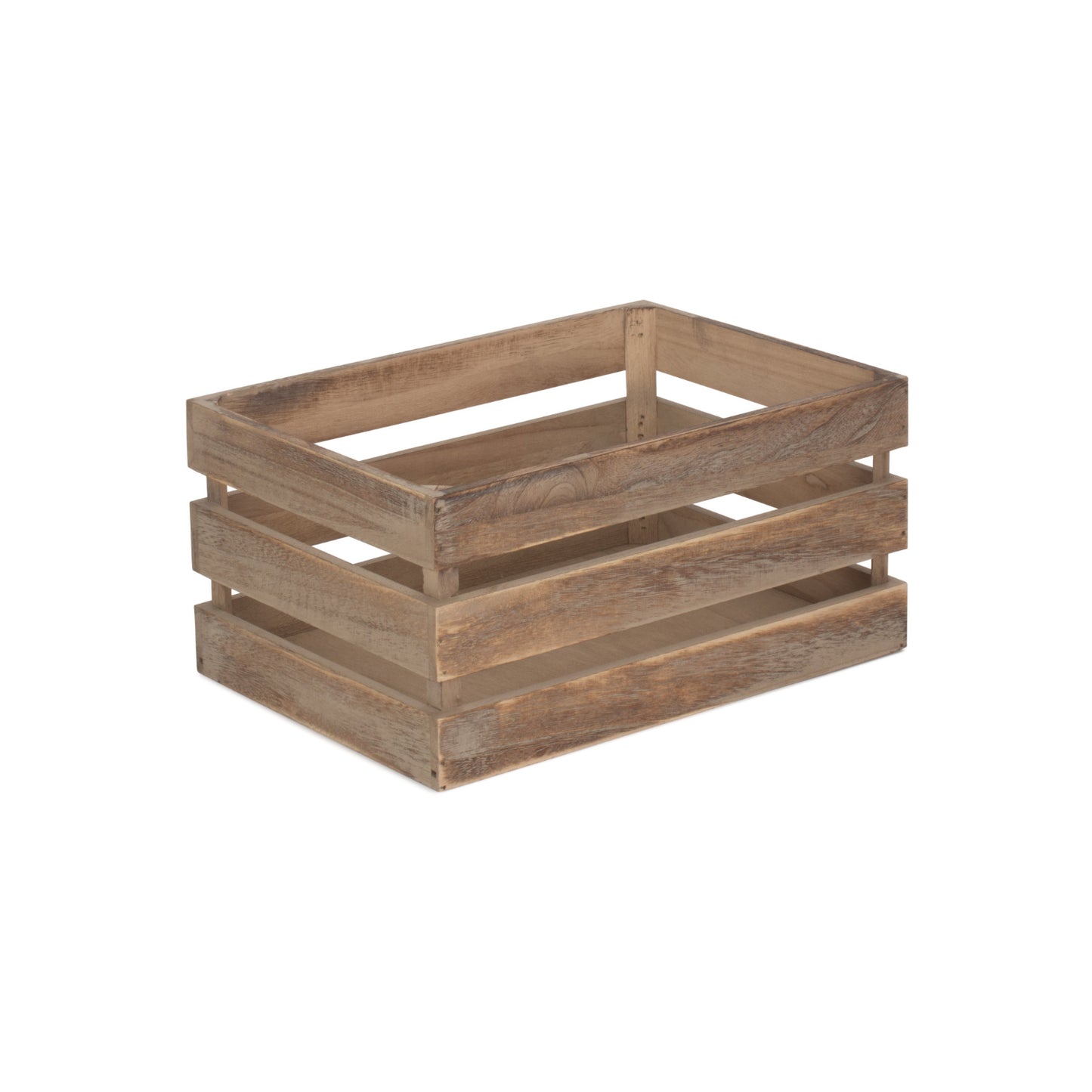 Medium Oak Effect Slatted Wooden Crate