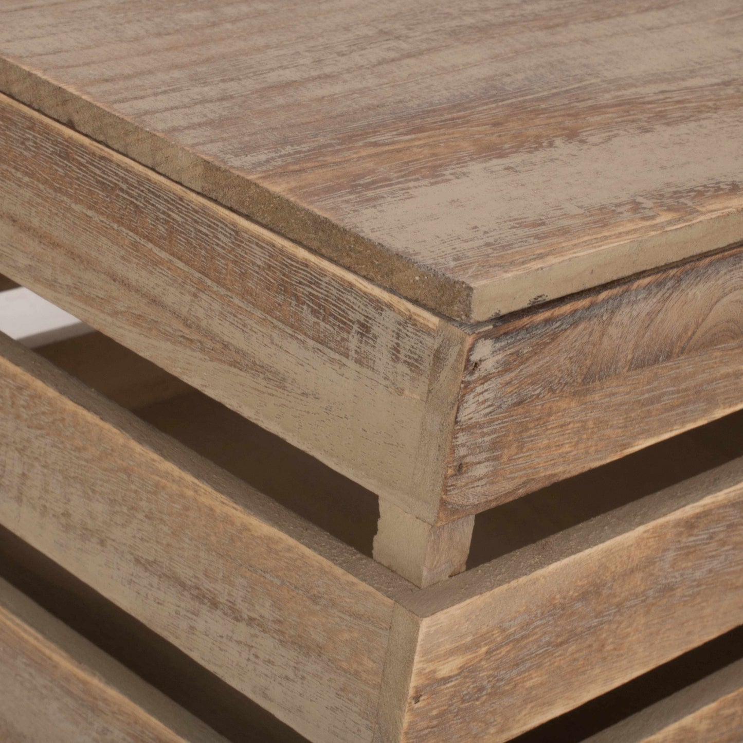 Medium Oak Effect Slatted Wooden Box