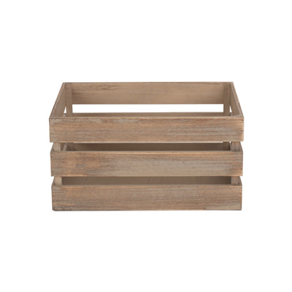 Large Oak Effect Slatted Wooden Crate