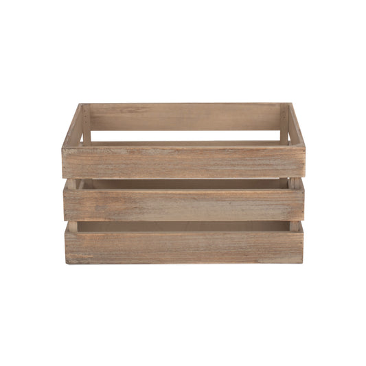 Large Oak Effect Slatted Wooden Crate