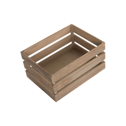 Large Oak Effect Slatted Wooden Crate