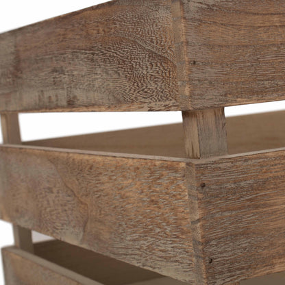 Large Oak Effect Slatted Wooden Crate