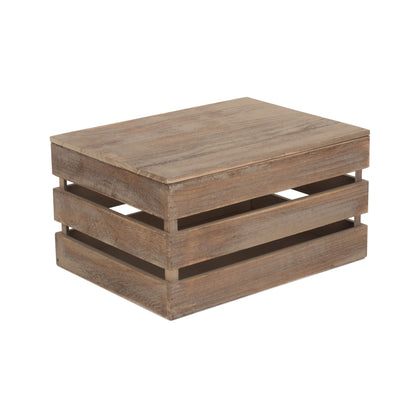 Large Oak Effect Slatted Wooden Box