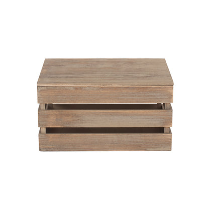 Large Oak Effect Slatted Wooden Box