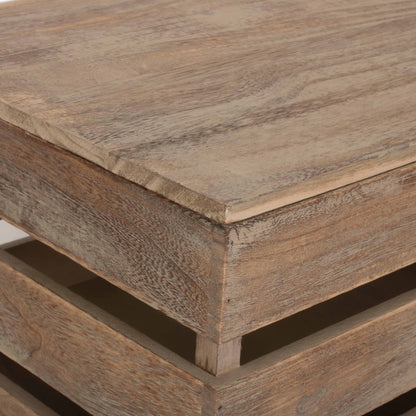 Large Oak Effect Slatted Wooden Box