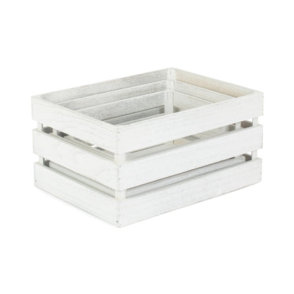 Vintage White Wash Slatted Wooden Crate Set 3