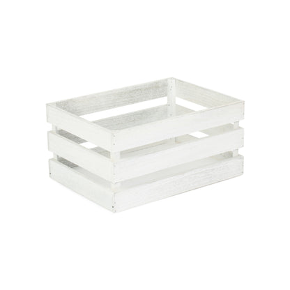 Medium Vintage White Wash Slatted Wooden Crate