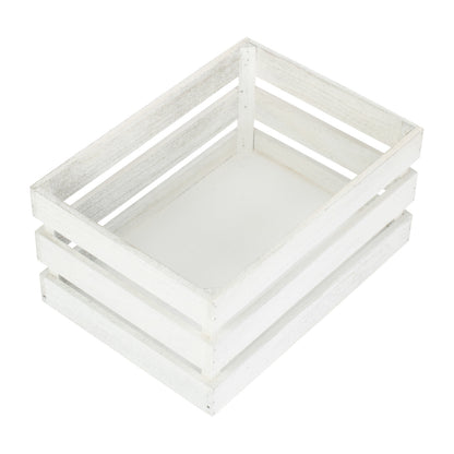 Medium Vintage White Wash Slatted Wooden Crate