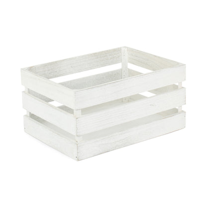 Large Vintage White Wash Slatted Wooden Crate