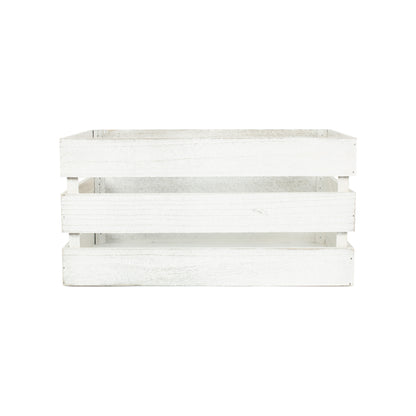 Large Vintage White Wash Slatted Wooden Crate