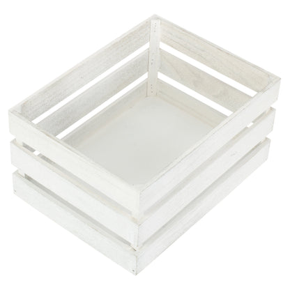 Large Vintage White Wash Slatted Wooden Crate