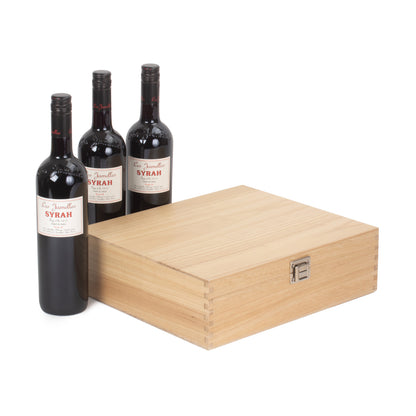 Three Bottle Clear Varnish Wooden Box